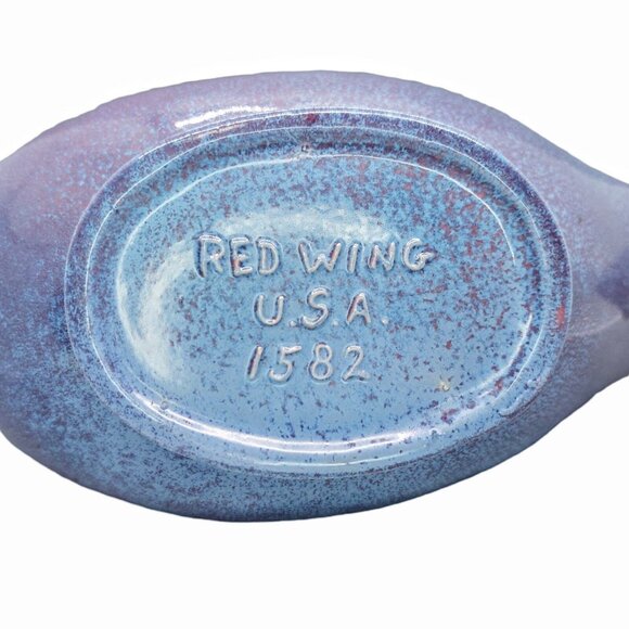 MCM Red Wing Pottery Console Planter Vase Purple Pink Speckle Vintage 1950s - Picture 7 of 13